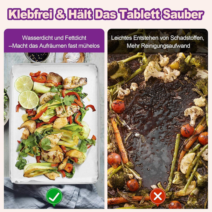 Backpapier Zuschnitte, Joyfair 200 Blatt Rechteckig Wasserdicht Fettdicht Antihaft Wachspapier, 40 x