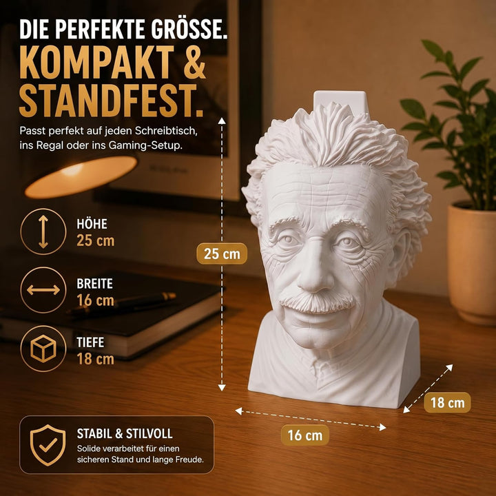 Einstein Kopfhörerhalter – Headset Ständer für Kopfhörer & Headsets – Büste Schreibtisch Deko & witz