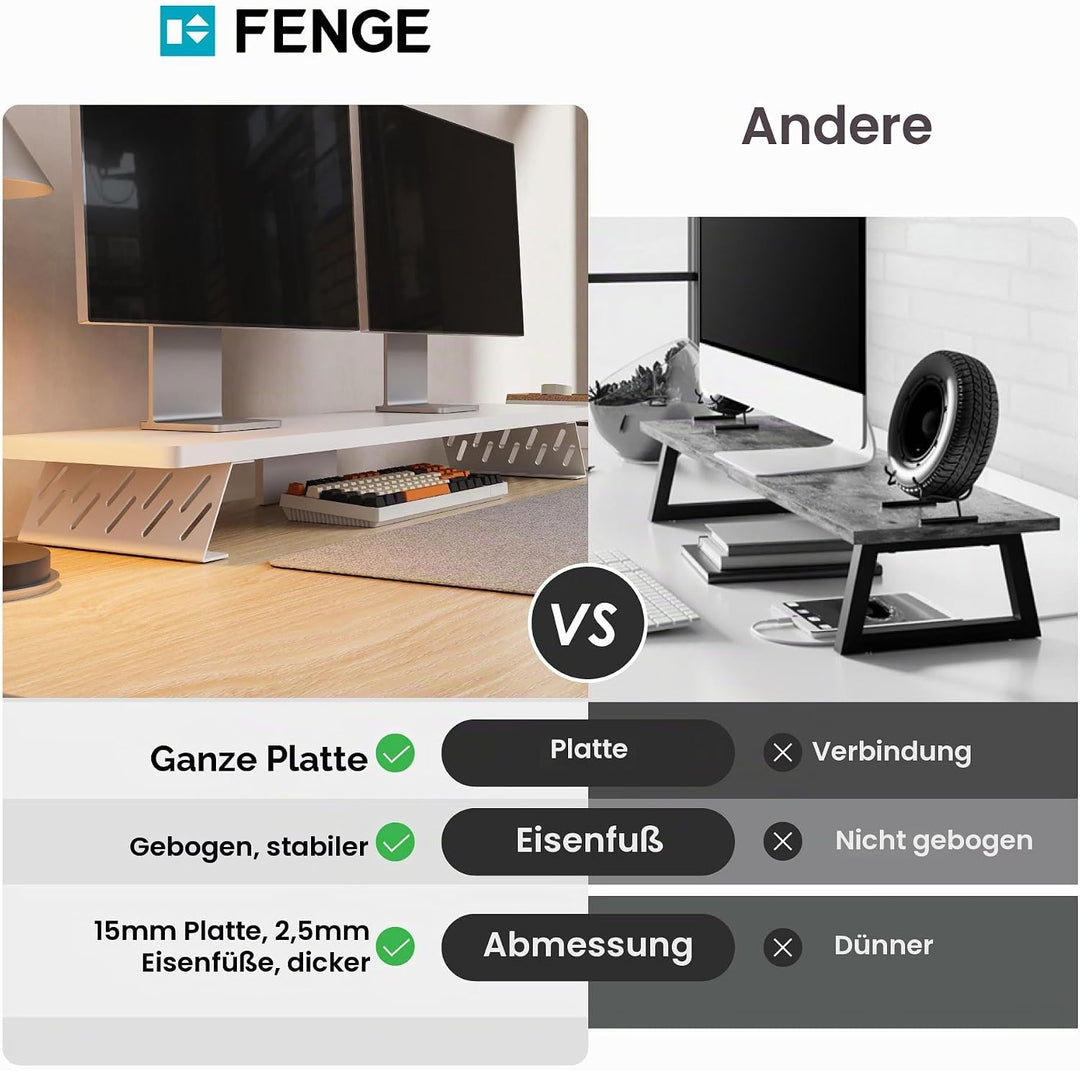 Fenge Dual Monitorständer mit Modernen Metallfüssen Multifunktionaler Bildschirmständer für Computer
