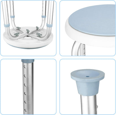 Lospitch Duschhocker für Senioren und Schwangere,36-51cm Höhenverstellbar Duschstuhl,360° Duschstuhl