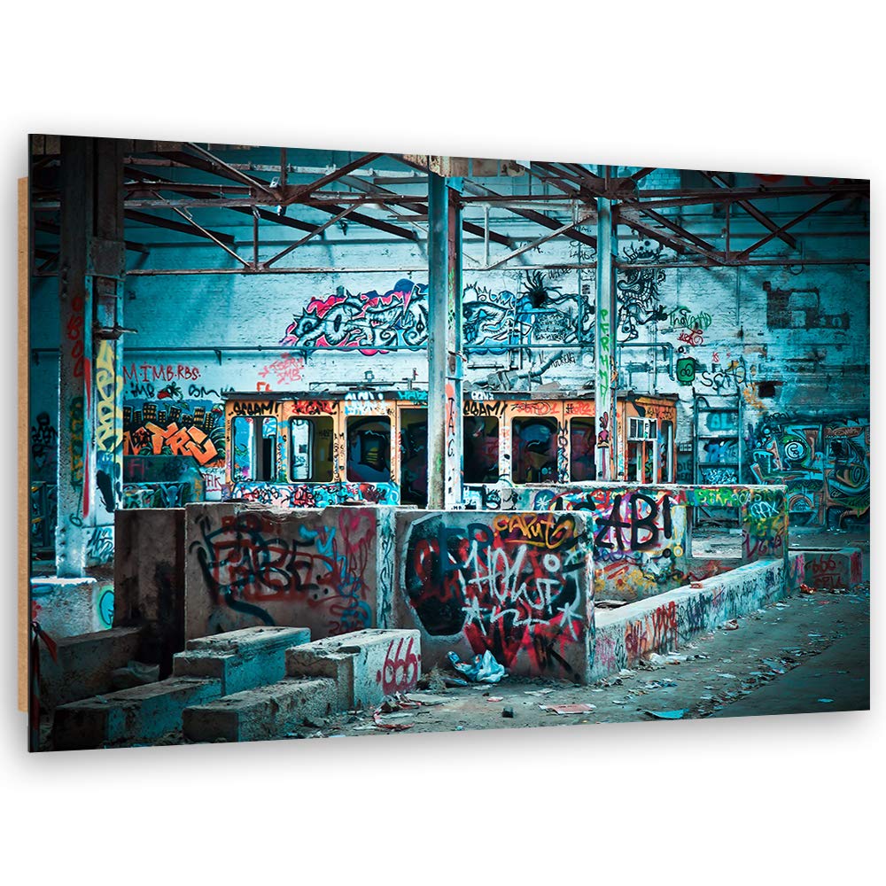 Feeby Dekobild Graffiti Deko Wand Kunstdruck Street Art Blau 70x50 cm M14502 70x50 cm, M14502 70x50