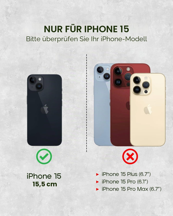 Porter Riley - Lederhülle kompatibel mit iPhone 15. Premium Echtleder Standhülle/Ledertasche/Briefta