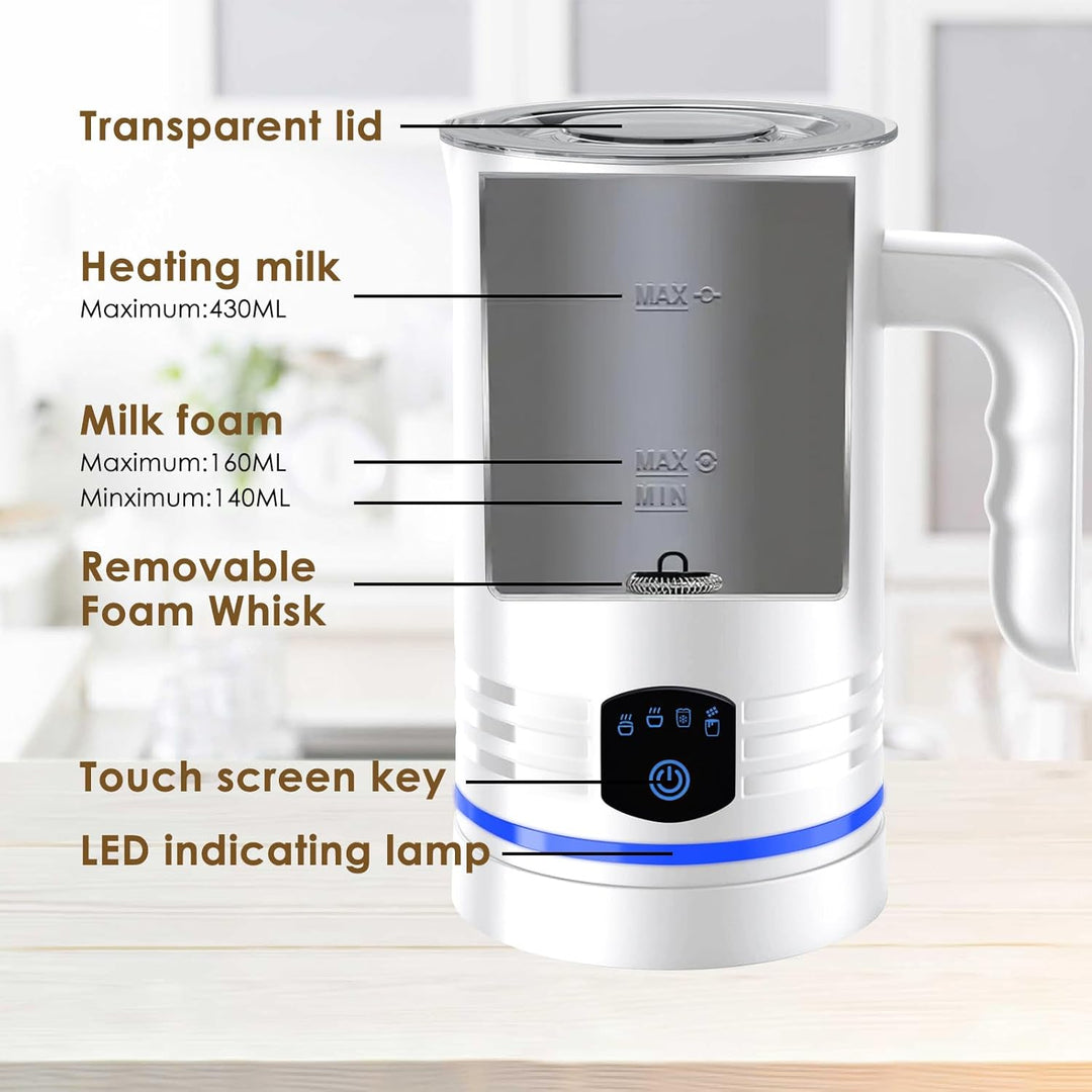 Milchaufschäumer Elektrisch 4 in 1,430ml Grosses AutomatischerMilchschäumer,Geräuschloser,Abschaltun