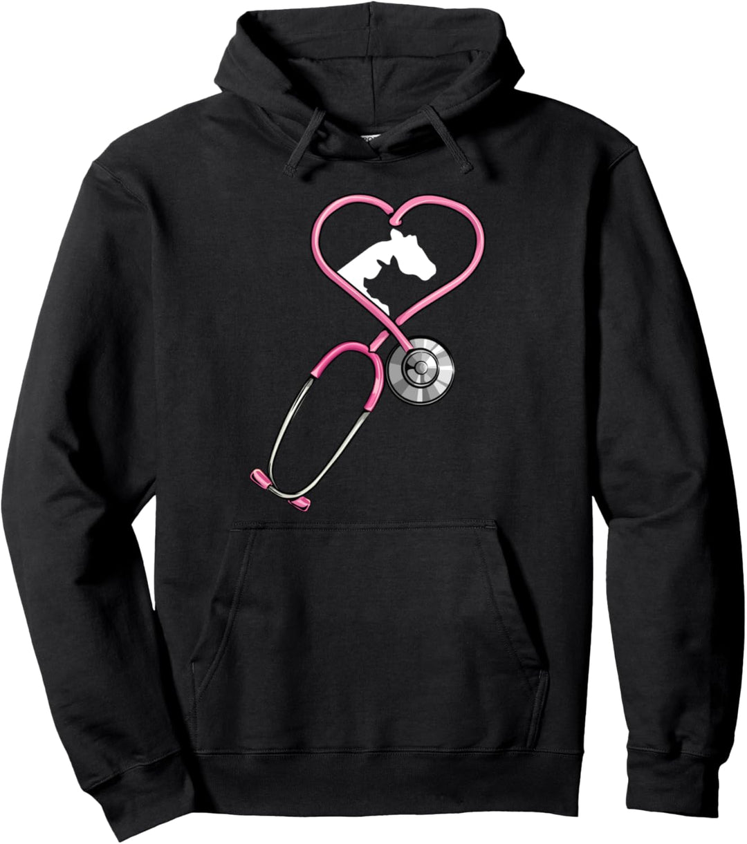 Tierärztin Stethoskop Herz mit Schwein und Kuh Veterinäre Pullover Hoodie
