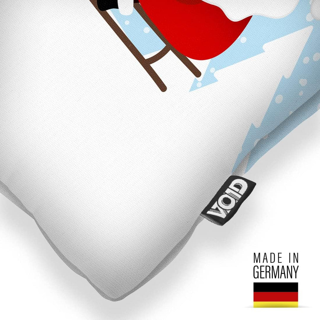 VOID Nikolaus Rentier Schlitten Kissenbezug Kissenhülle Sofakissen Kissen Deko Weihnachten Winter We