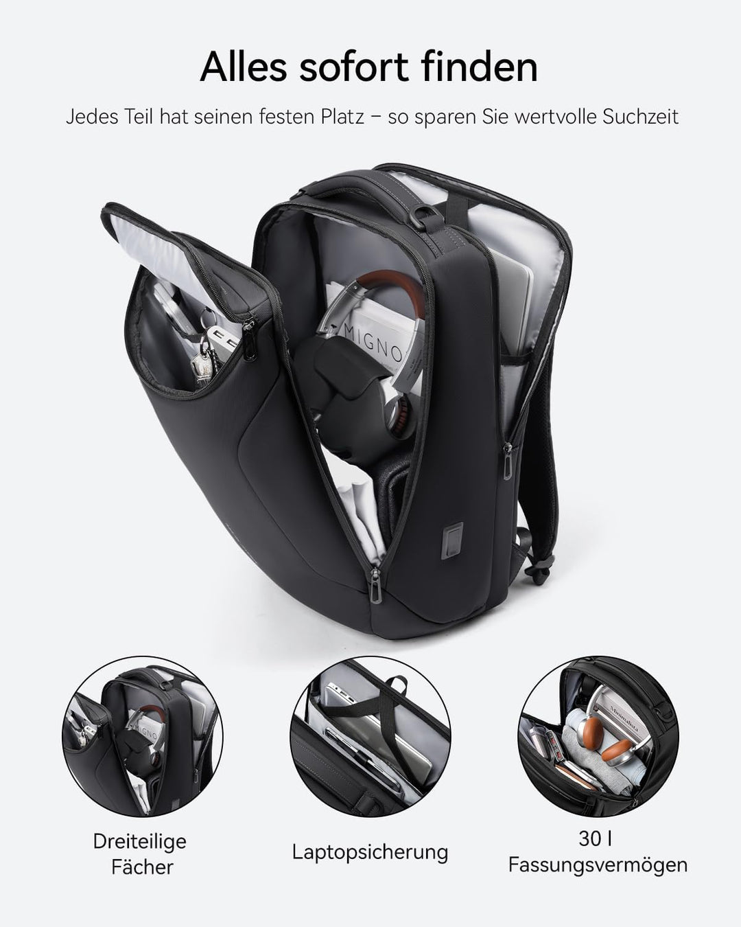 MARK RYDEN Grosse Kapazität Laptop Rucksack mit 17.3 Zoll/15.6 Zoll für Männer Multifunktionsrucksac