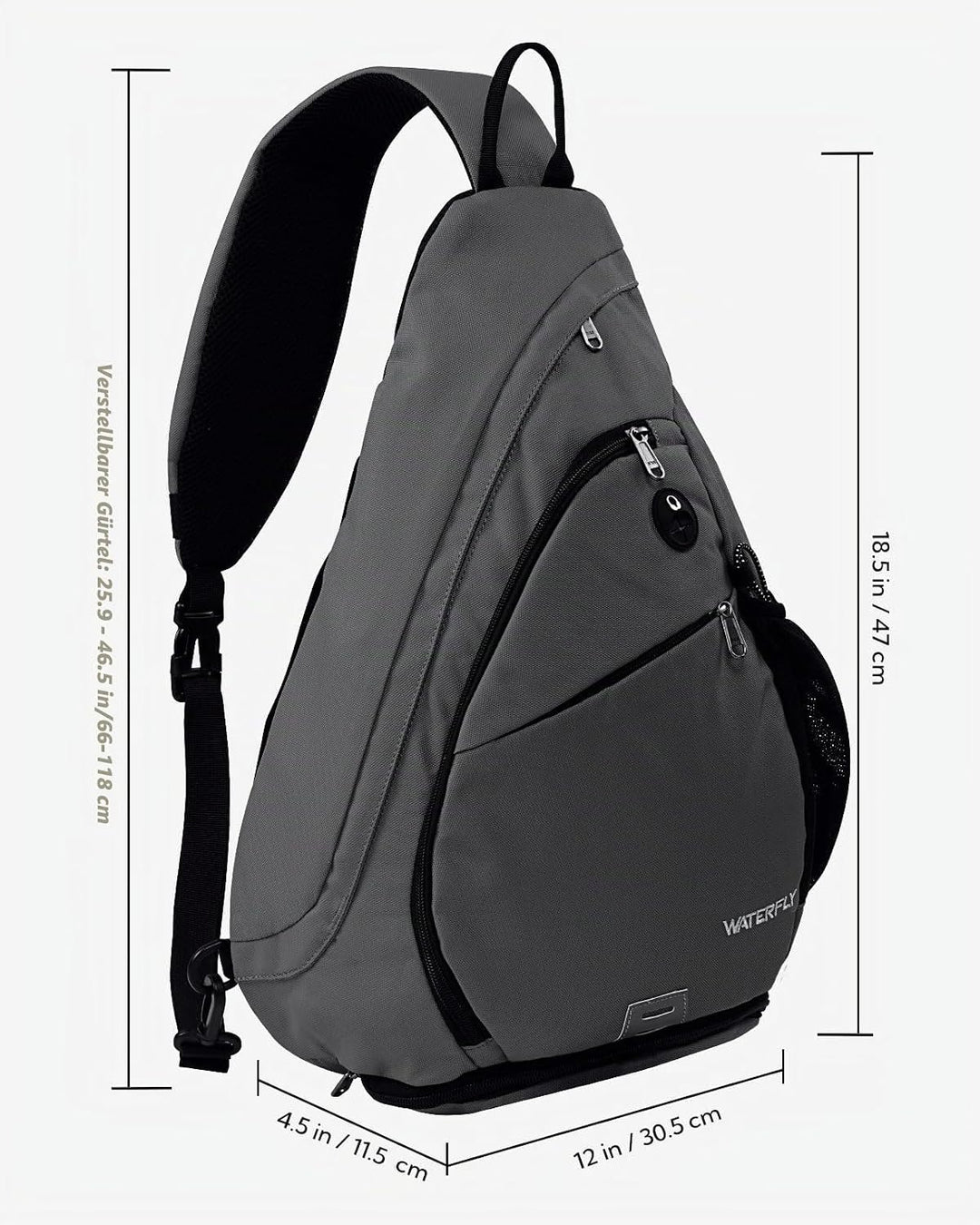 WATERFLY Sling Bag Crossbody Backpack Schulterrucksack mit verstellbarem Schultergurt Perfekt für Ou