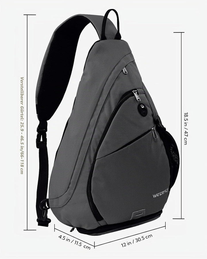 WATERFLY Sling Bag Crossbody Backpack Schulterrucksack mit verstellbarem Schultergurt Perfekt für Ou