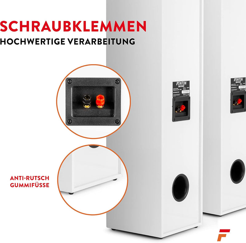 Fenton SHF700W - HiFi Lautsprecher Stereo Set für Ihre Heimkino HiFi Anlage, 400 Watt Standlautsprec