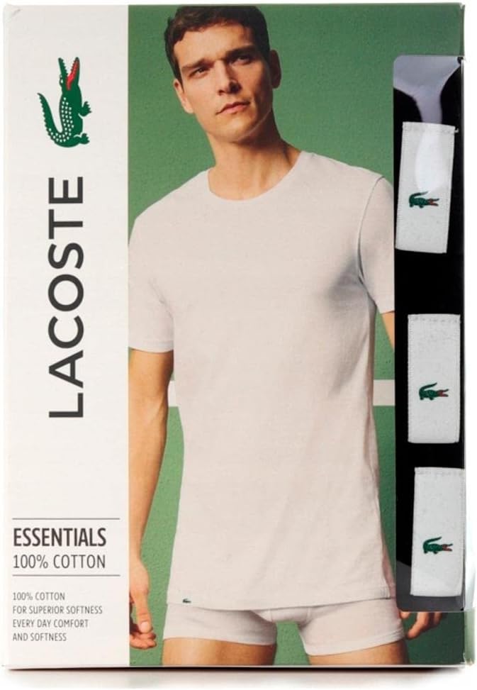 Lacoste Herren T-Shirt Rundhals TH3321, Männer Basic Tshirt,Tee,Regular Fit M Noir, M Noir