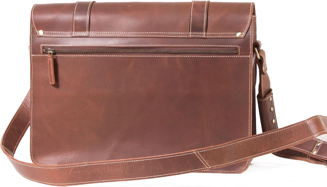 ALMADIH Leder Messenger *WILL* handgefertigt aus robustem Premium Rindsleder braun Vintage Sattlerqu