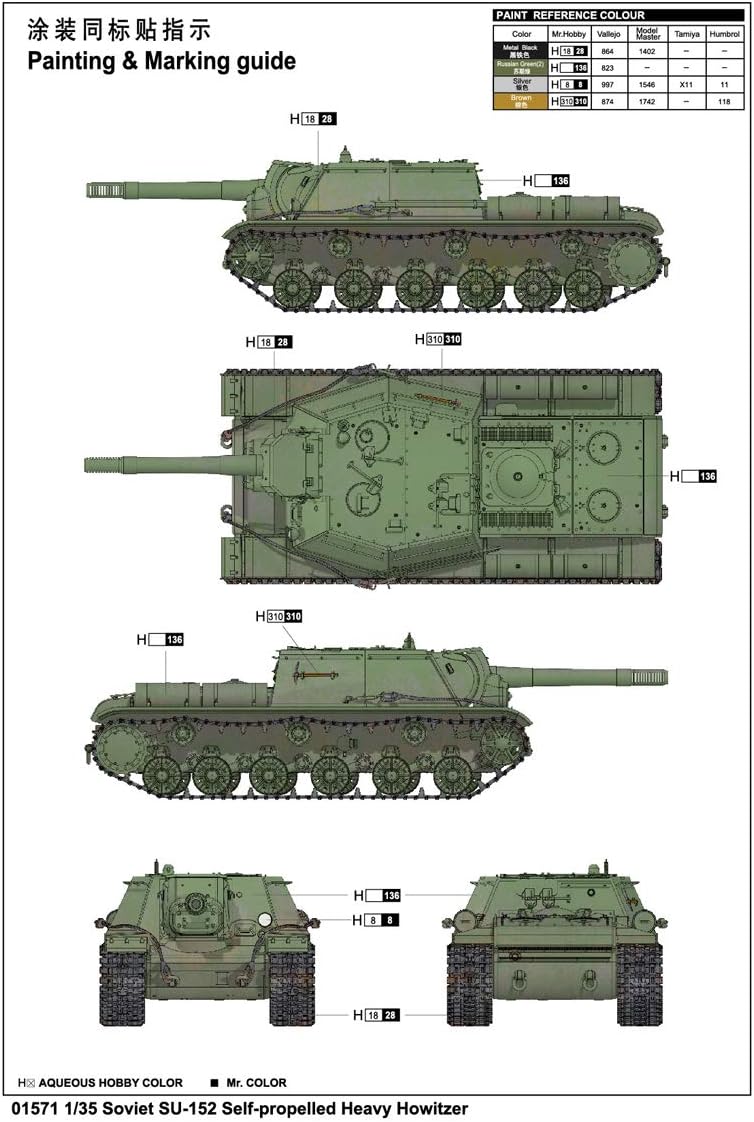 Trumpeter 01571 Modellbausatz Soviet SU-152 Self-propelled Heavy How., Mittel