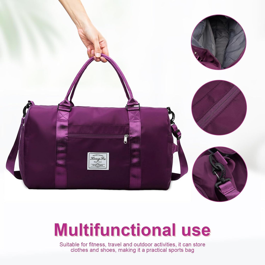 Fitness Tasche, Grau Sporttasche mit Nassfach, Tasche Herren und Damen, Purpurrot, Purpurrot