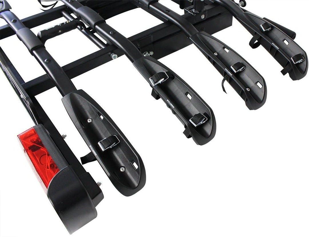Bullwing SR8 Fahrradträger für 4 Fahrräder auf Auto Anhängerkupplung Heckträger Radträger abklappbar