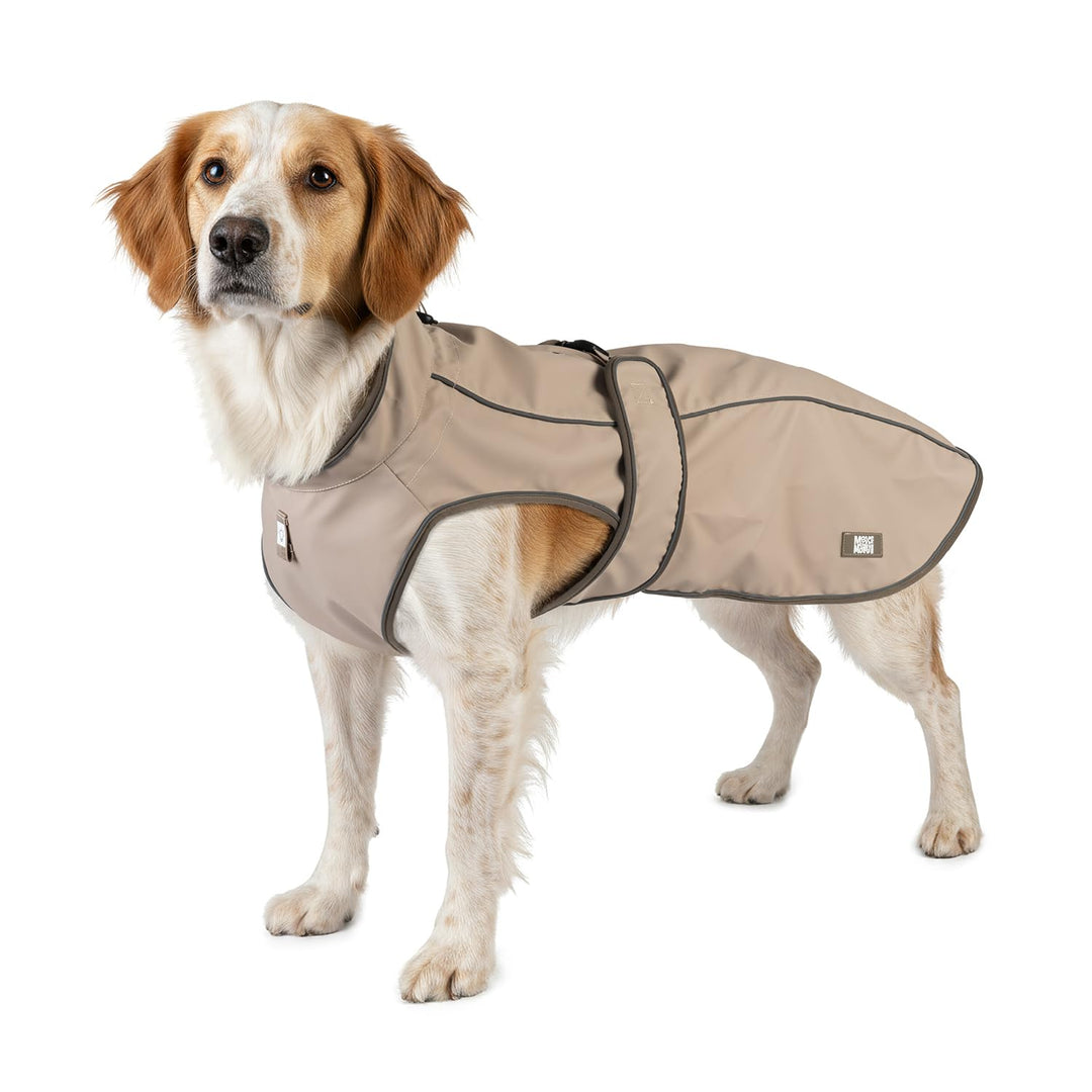 Max & Molly Regenmantel Hund wasserdicht, M, Sand, Sportliche Regenjacke für Hunde mit verstellbarem