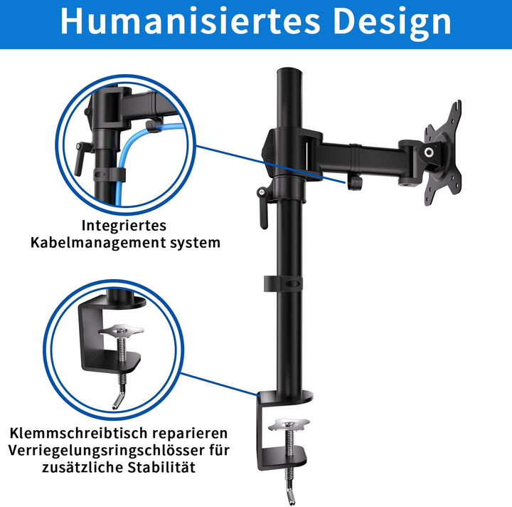 HFTEK - HF27DB - Monitor TV Tisch-Halterung Halter Bildschirmhalterung Neigbar Schwenkbar Monitorarm