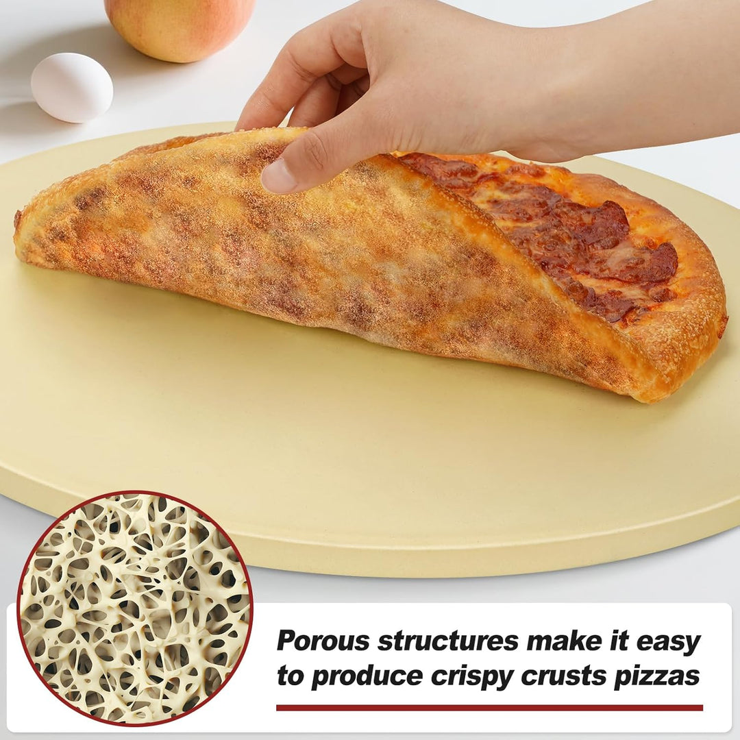 Runder Pizzastein für Grill und Backofen - 38 cm grosser Backstein, robuster Cordierit-Pizzastein fü