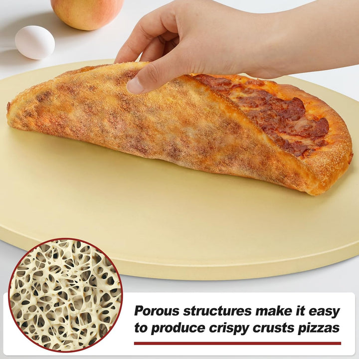 Runder Pizzastein für Grill und Backofen - 38 cm grosser Backstein, robuster Cordierit-Pizzastein fü
