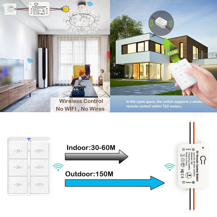 Tedeligo Drahtlose Schalter Kit, Hin und Her drahtlose Radio Sender 433 MHz drahtlose Schalter 150 M