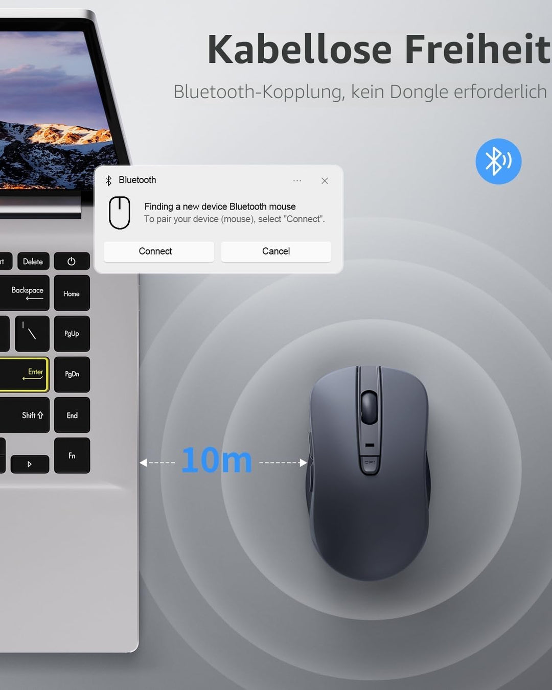 Lenovo Maus kabellos WL300, Wireless Bluetooth Mouse mit leise Klicks, Wireless Computer Mouse,3 Ein