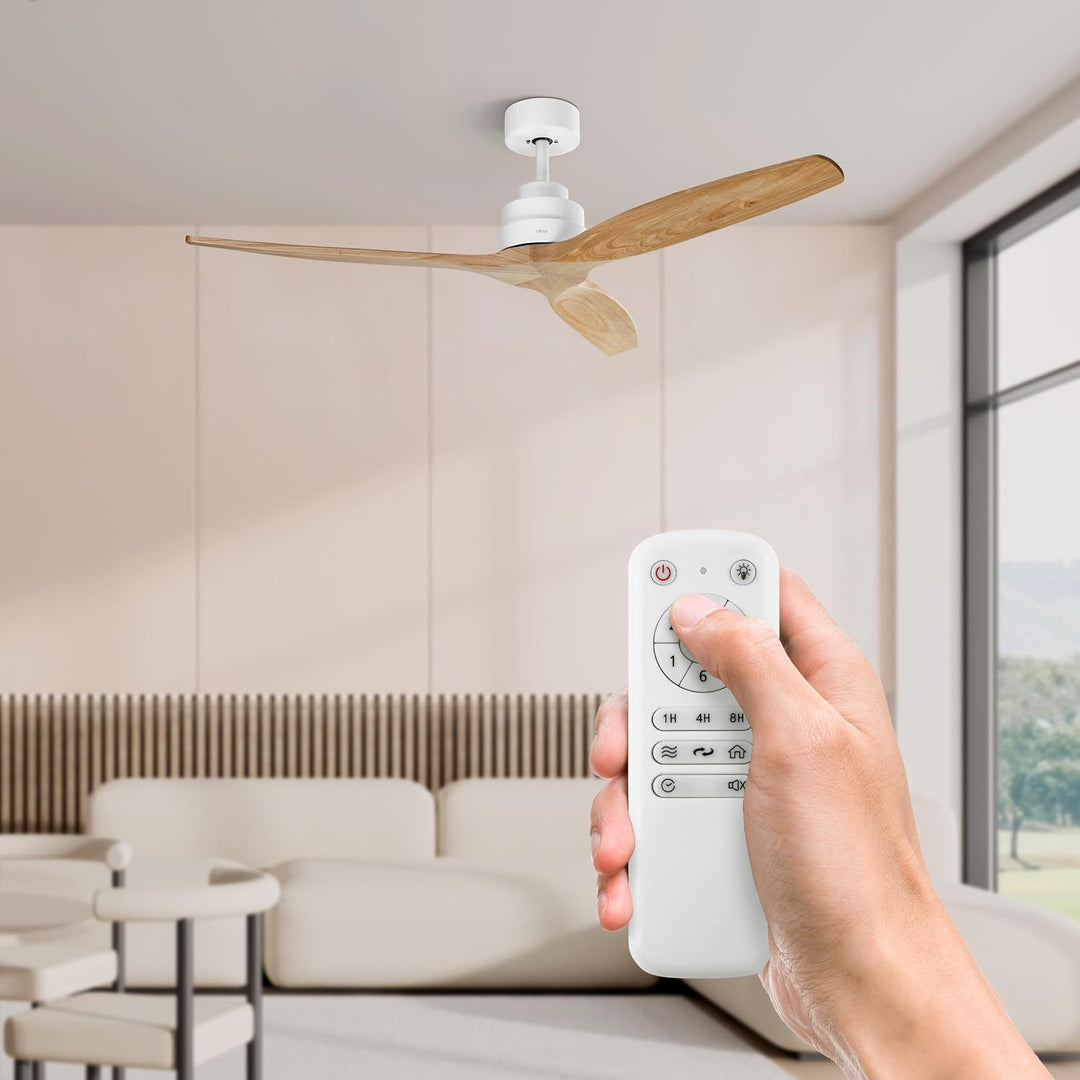Ufesa Deckenventilator, 40W, 6 Geschwindigkeiten, Ultra Silent, 3 Naturholzflügel 132cm, Sommer - Wi