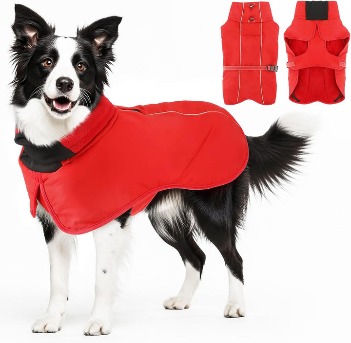 Warme Hundemäntel, wasserdichte Reflektierende Hundejacke, Winddichter Wintermantel mit Hohem Kragen
