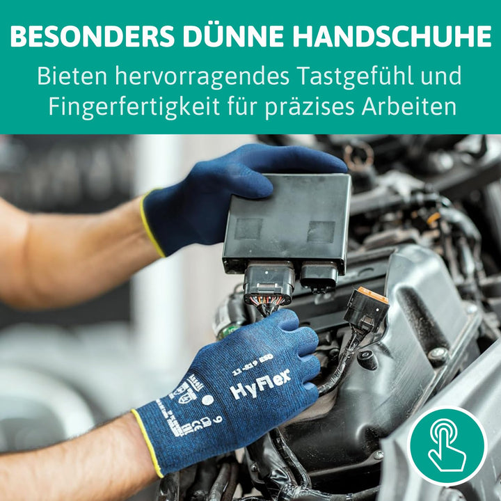 Ansell HyFlex 11-819 Dünne Arbeitshandschuhe, Rutschfeste Nitril-Beschichtung, Schutzhandschuhe vor