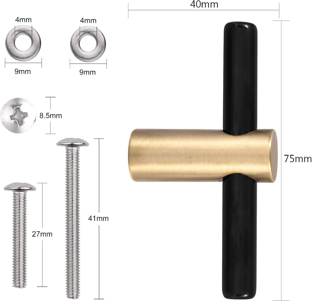 mookaitedecor Satz von 4 Obsidian T Bar natürlichen Kristall Wand Schublade Knöpfe und zieht Stein S