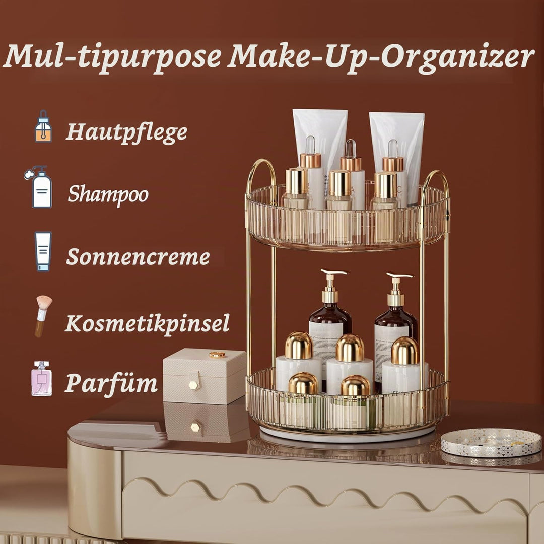 Make Up Organizer, 360° Drehbar Grosse Kapazität Kosmetik Organizer, Multifunktionaler Kosmetik Aufb