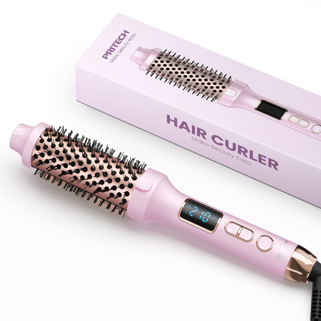 PRITECH Thermobürste, 38MM Thermal Brush Beheizte Ionische Lockenbürste Macht das Haar Glatter, 5 Te