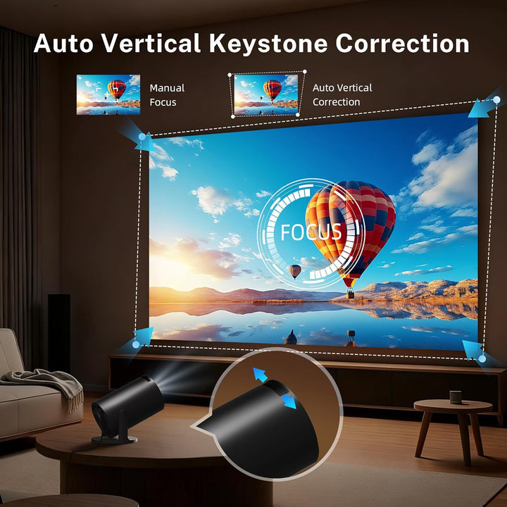 Mini Beamer 4K 1080P unterstützt Klein Projektor mit WiFi 6 Bluetooth 5.4, Auto Keystone Smart Porta