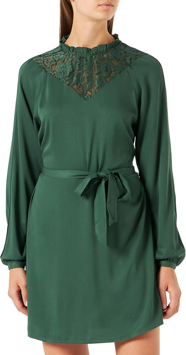 Vila Damen Visuvita L/S Lace Dress/Su-Noos Kleid 44 Pineneedle, 44 Pineneedle