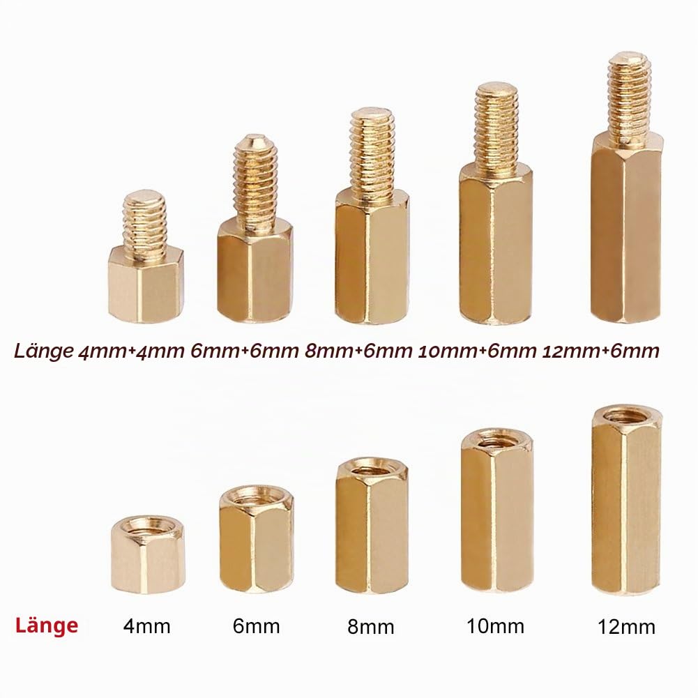 300pcs M3 Abstandshalter Distanzhülse Schrauben Messing StandOff Männliche Weibliche Hexe Spacers Fü