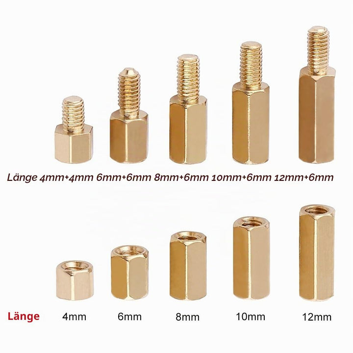 300pcs M3 Abstandshalter Distanzhülse Schrauben Messing StandOff Männliche Weibliche Hexe Spacers Fü