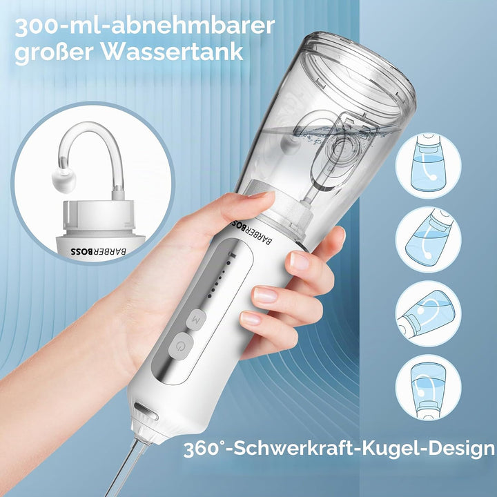 BarberBoss Water Flosser, Plaque-Entferner für Zähne, Munddusche, elektrischer Zahnseide-Apparat, Za