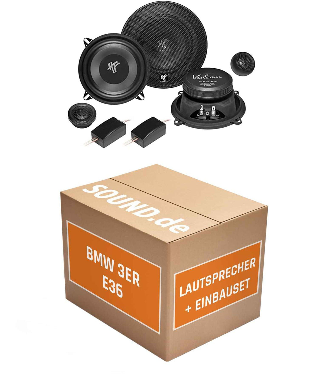 Lautsprecher Boxen Einbaupaket für Hifonics VX52E kompatibel mit BMW 3er E36, Coupe vorne | 2X Tief-