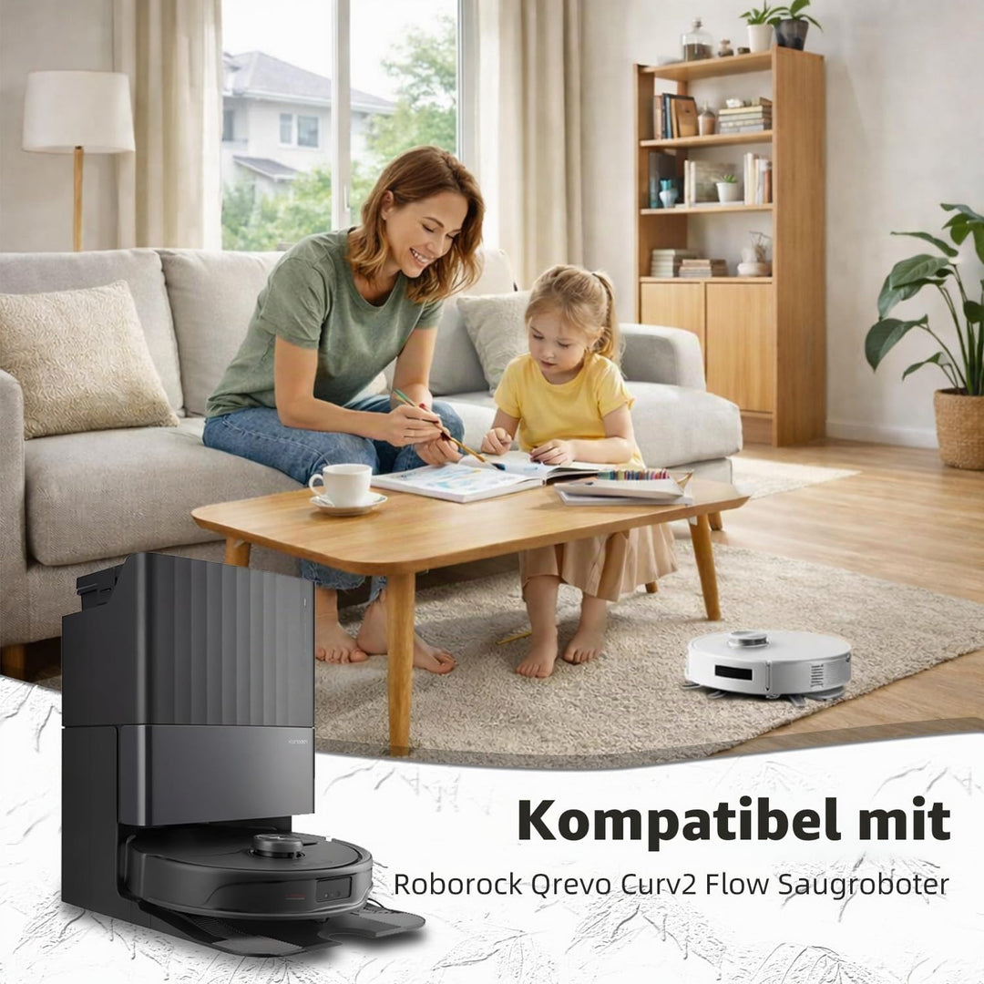 26 Stück Zubehör für Roborock Qrevo Curv 2 Flow Saugroboter, 4 Hauptbürste, 2 Wischwalze, 4 HEPA-Fil