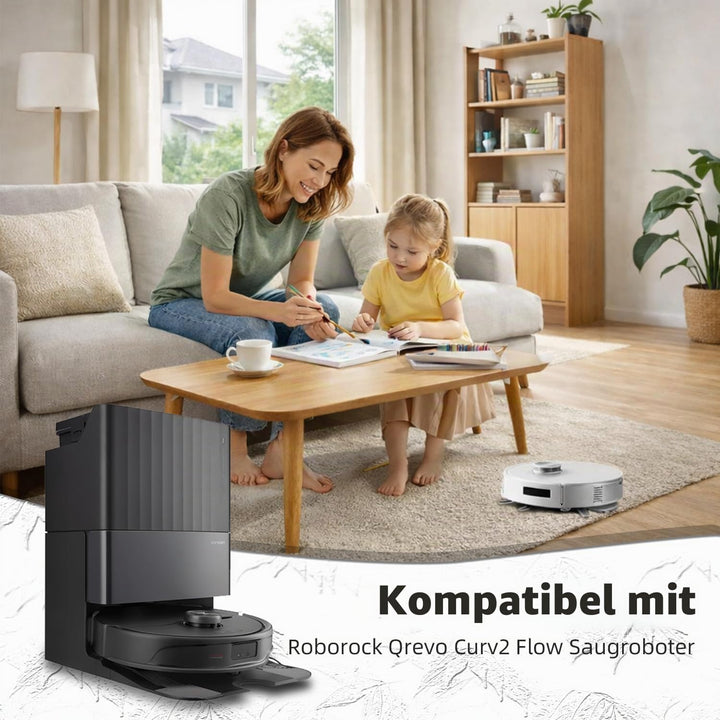 26 Stück Zubehör für Roborock Qrevo Curv 2 Flow Saugroboter, 4 Hauptbürste, 2 Wischwalze, 4 HEPA-Fil