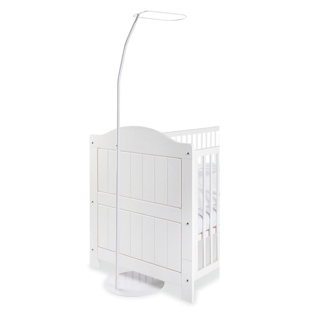 Lomadox Himmelstange Babybett mit Standfuss in weiss, B/H/T: 32/148/32 cm