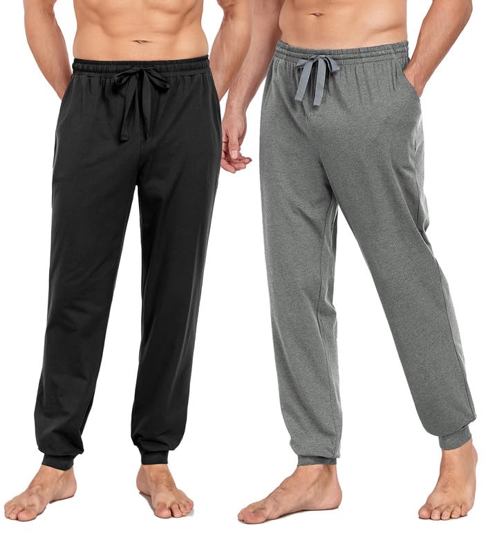 COLORFULLEAF Schlafanzughose Herren Lang Schlafhose mit Bündchen Pyjamahose für Männer Jogginghose 1