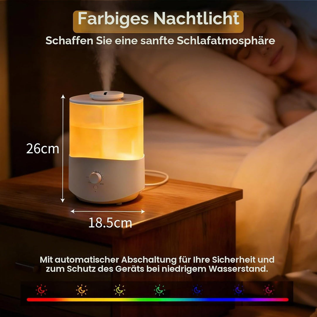 Romon Luftbefeuchter Schlafzimmer 2.5L, Top-Fill Aroma Diffuser, Humidifier mit 360° drehbarer Düse,