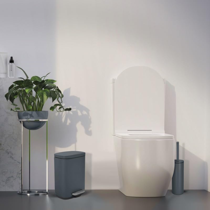 Spirella Kollektion Akira, Abfalleimer mit Pedal, 21,5 x 17,5 x 30 cm, 5 Liter, Stahl, Grau, 21,6 x