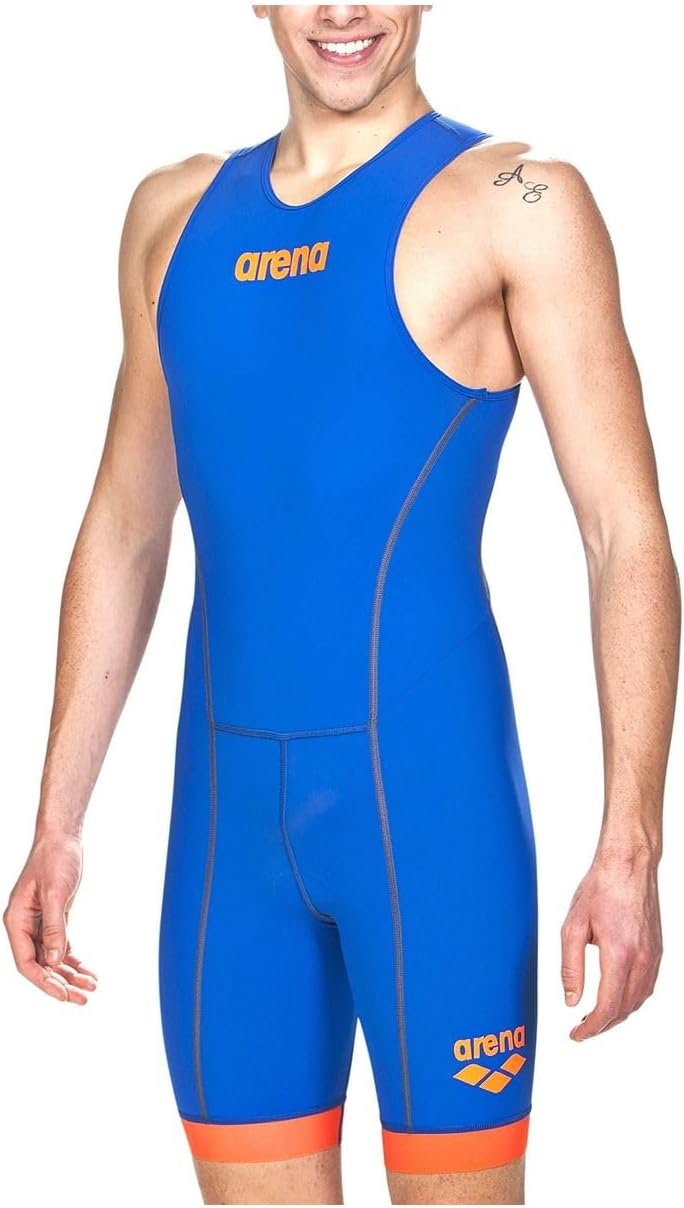 Arena Herren Trisuit St 2.0 Badeanzug mit Reissverschluss hinten Royal/Orange M, Royal/Orange M