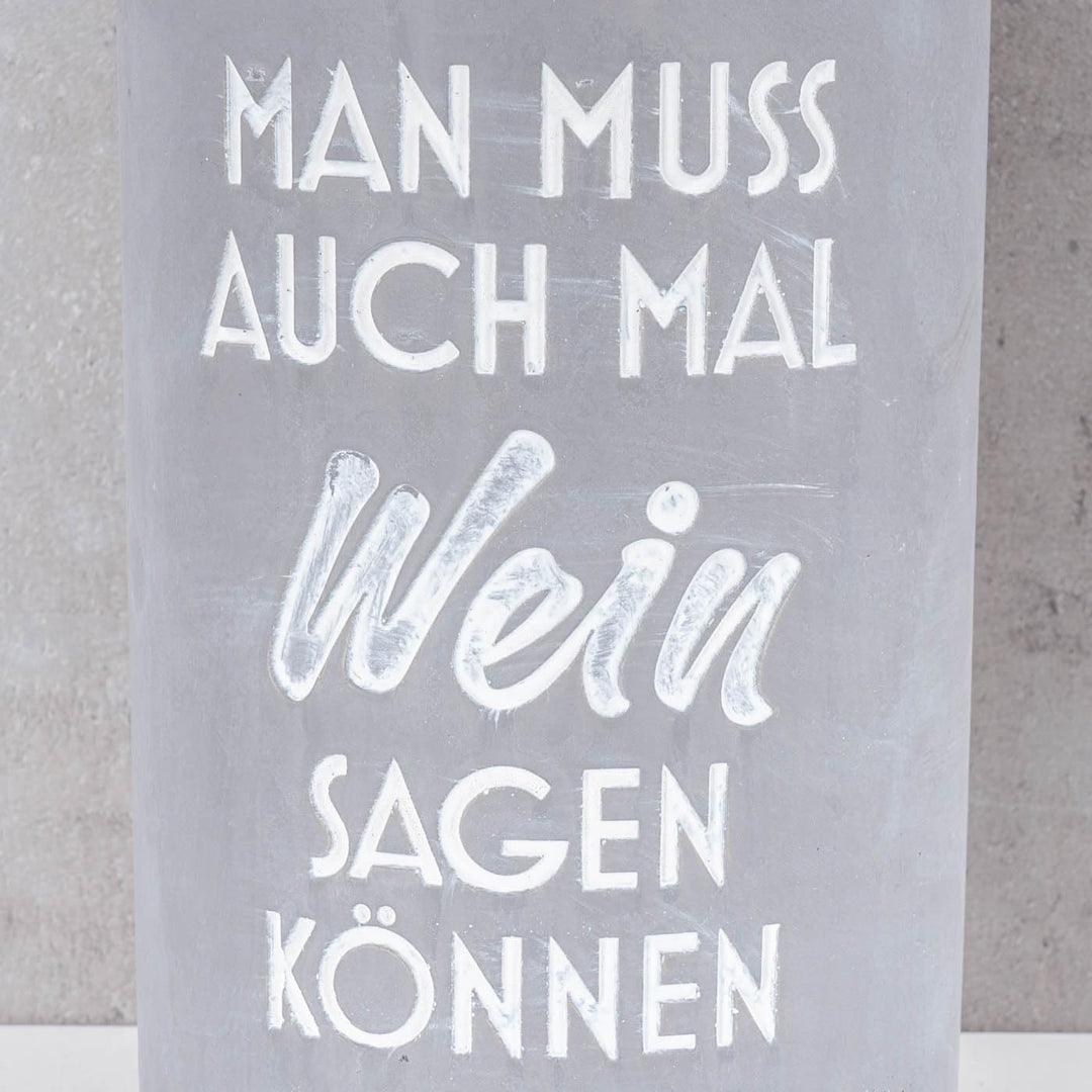 levandeo Weinkühler H21cm Beton Grau Flaschenkühler Spruch Wein Sektkühler Tischdeko Candlelight Din