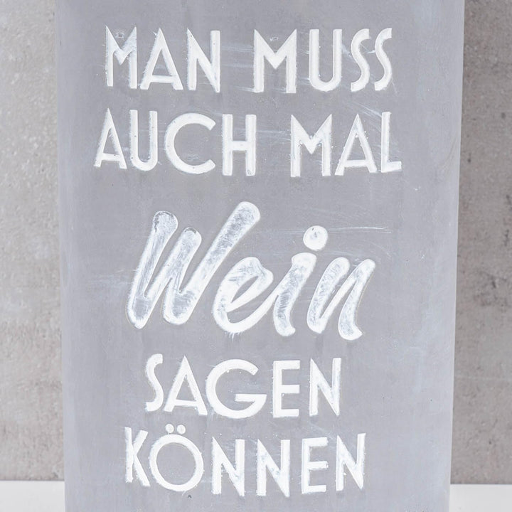 levandeo Weinkühler H21cm Beton Grau Flaschenkühler Spruch Wein Sektkühler Tischdeko Candlelight Din