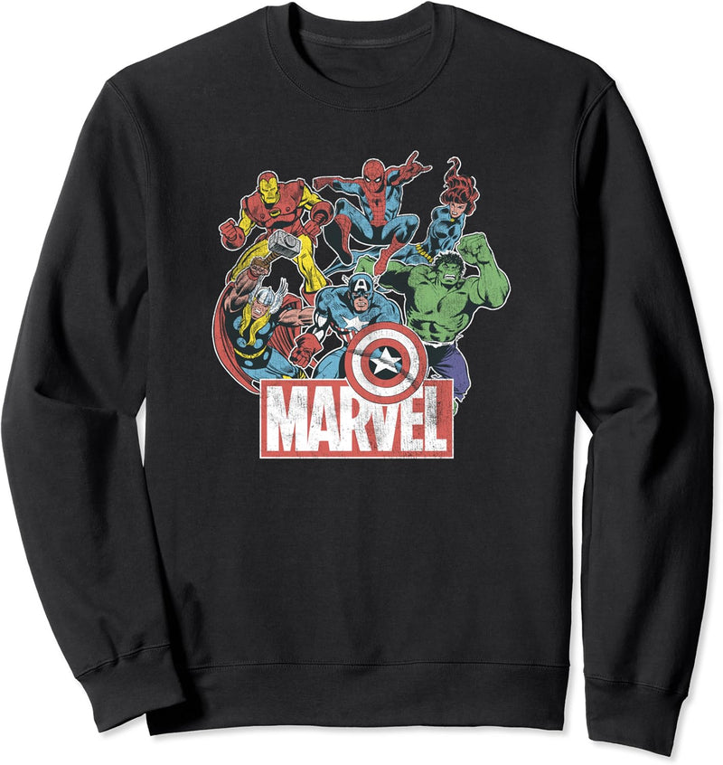 Marvel Comics Retro Classic Avengers Brick Logo Sweatshirt