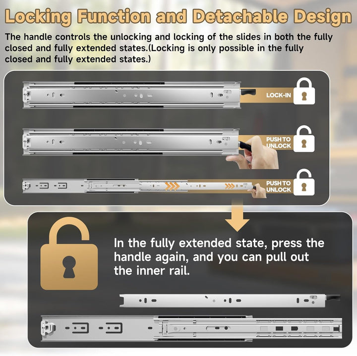 AOLSHENG schubladenschiene vollauszug 300 mm,Schwere schubladenführungen mit Schloss 68 kg Ladekapaz