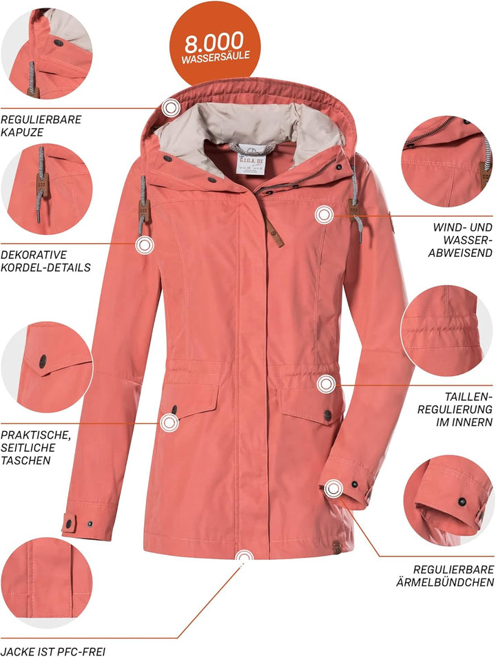G.I.G.A. DX Damen Gs 7 Wmn Jckt Funktionsjacke/Outdoorjacke mit Kapuze 36 koralle, 36 koralle