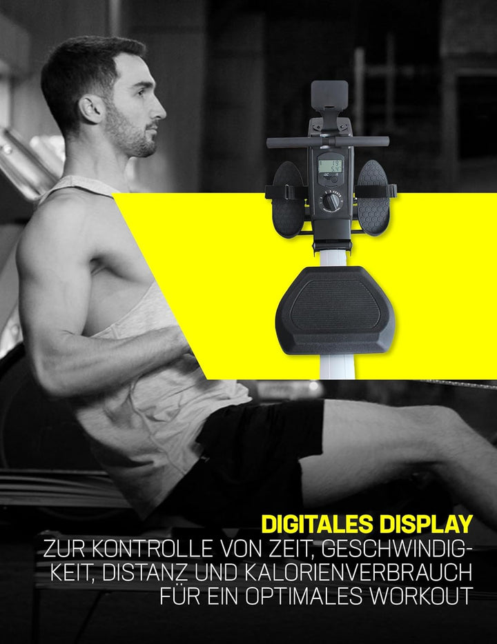 SPORTINATOR® Apollon Rudergerät für Zuhause – leises Magnet-Widerstandssystem, Digitale Anzeige, kla
