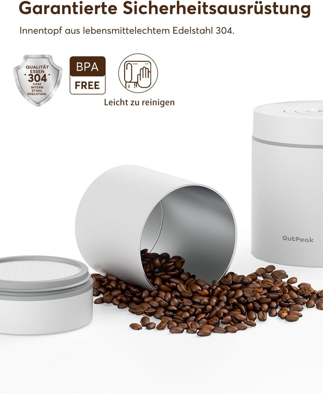 OUTPEAK Neo 2025 Auto Vacuum Coffee Canister, 0.5L for 130.4 g Coffee Beans, One Button Operation, S